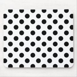Black polka dots på vit musmatta