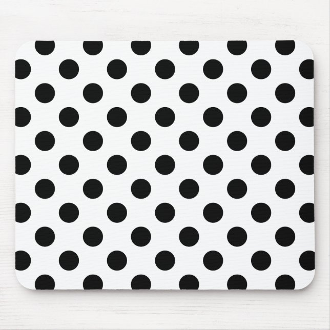 Black polka dots på vit musmatta (Framsidan)