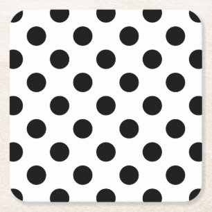 Black polka dots på vit underlägg papper kvadrat