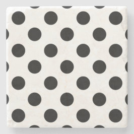Black polka dots på vit underlägg sten