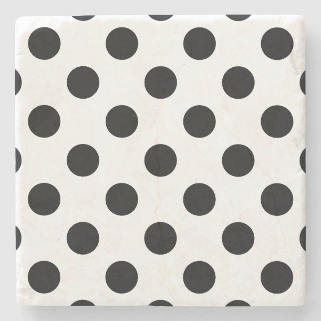 Black polka dots på vit underlägg sten (Framsidan)