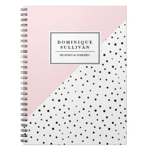 Black Polka dots  Rosa Abtract Mönster Anpassnings Anteckningsbok