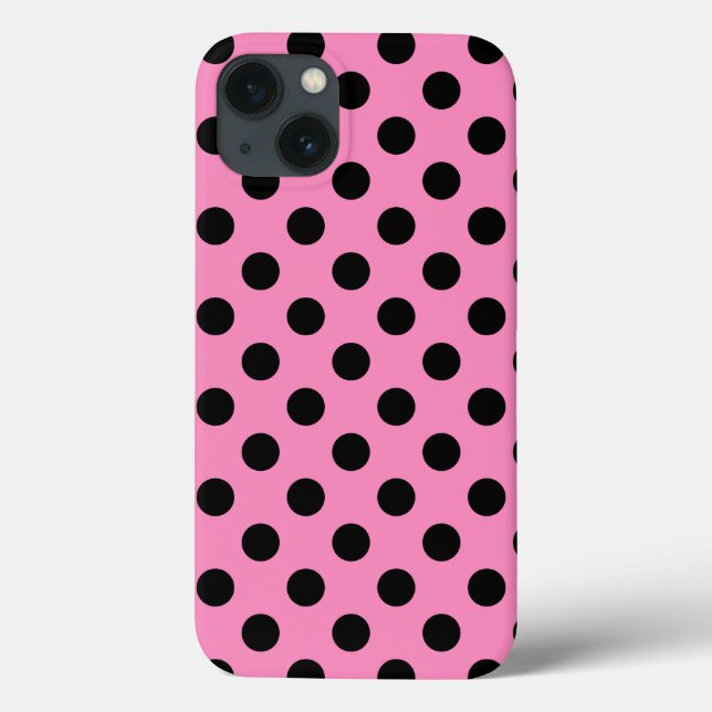 Black polka dots vid rosa Fodral-Mate iphone case (Baksida)