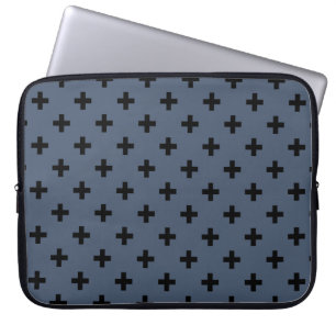 Black polka kor på blue-grått laptop fodral