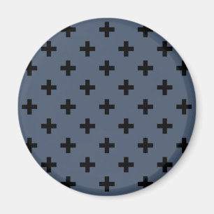 Black polka kor på blue-grått magnet