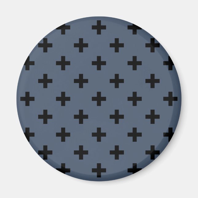 Black polka kor på blue-grått magnet (Framsidan)