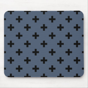 Black polka kor på blue-grått musmatta