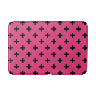Black polka kor på fuchsia badrumsmatta
