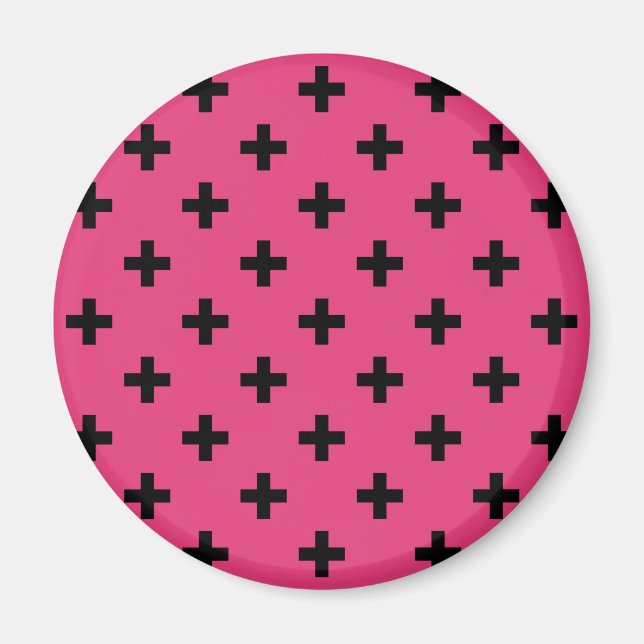 Black polka kor på fuchsia magnet (Framsidan)