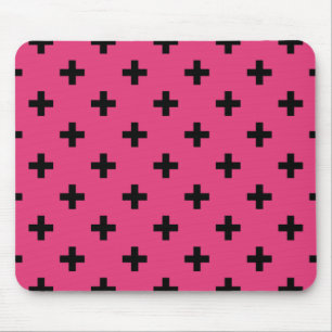 Black polka kor på fuchsia musmatta