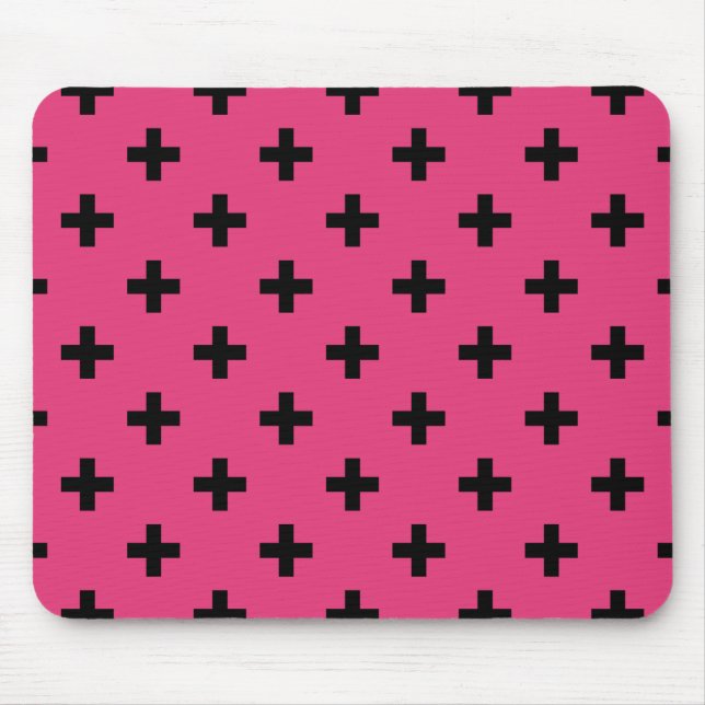 Black polka kor på fuchsia musmatta (Framsidan)