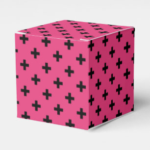 Black polka kor på fuchsia presentaskar