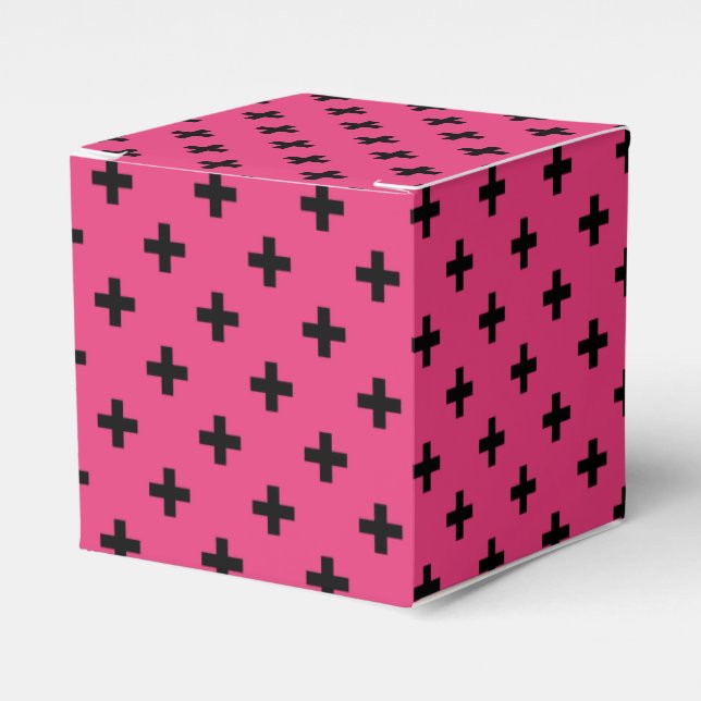 Black polka kor på fuchsia presentaskar (Framsidan Sidan)