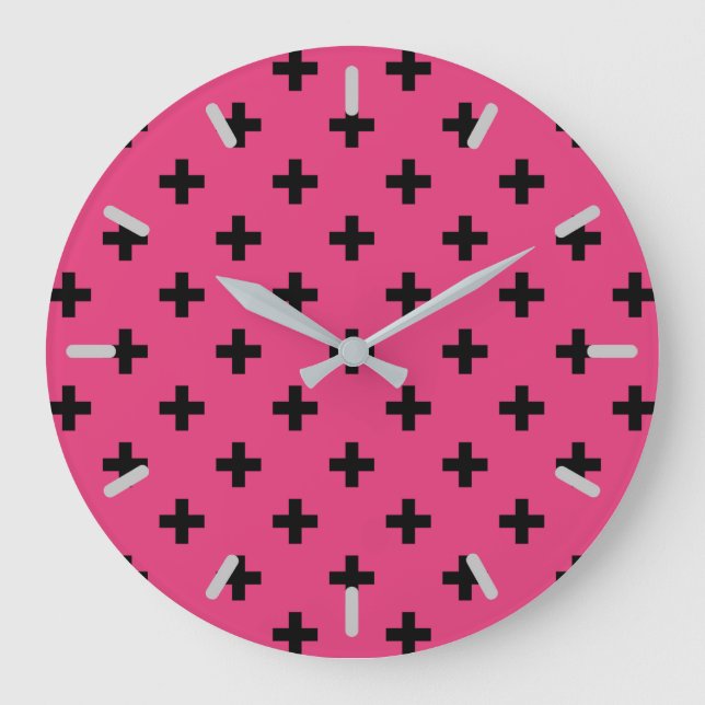 Black polka kor på fuchsia stor klocka (Framsida)