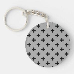 Black polka kor på grått