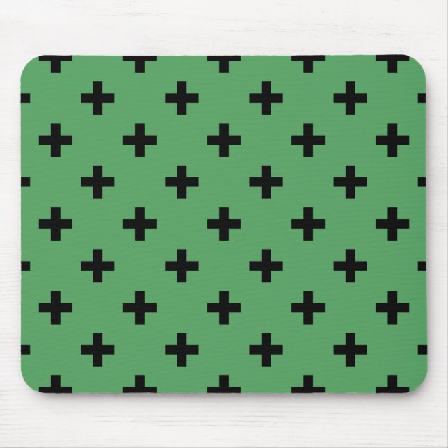 Black Polka kor på grönt Musmatta (Framsidan)