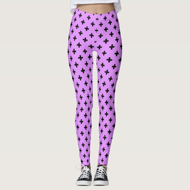 Black polka kor på lilac leggings (Framsida)