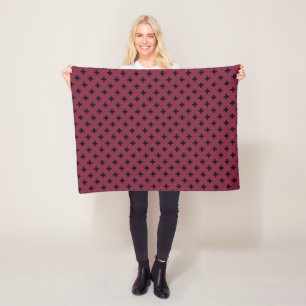 Black polka kor på mullbär fleecefilt