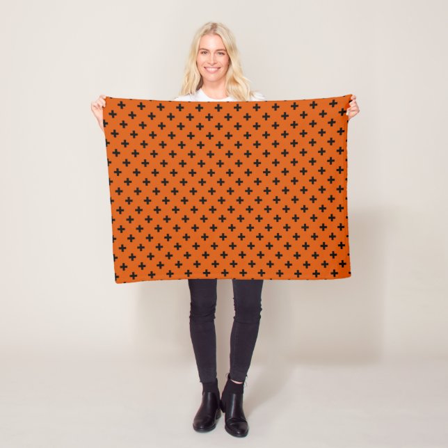 Black Polka kor på orange Fleecefilt (På plats)