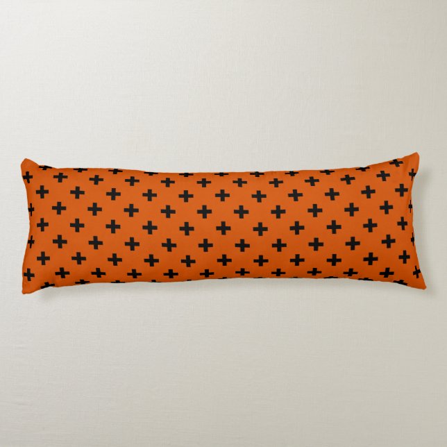 Black Polka kor på orange Kroppskudde (Baksidan)