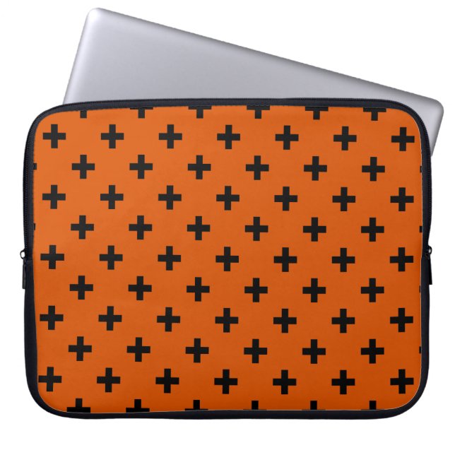Black Polka kor på orange Laptop Fodral (Framsidan)