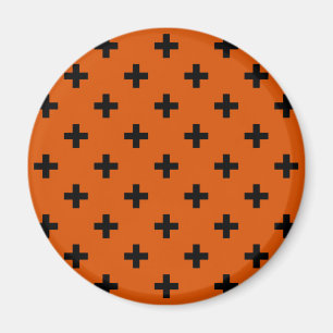 Black Polka kor på orange Magnet
