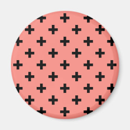 Black polka kor på persikor magnet