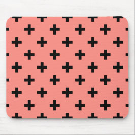 Black polka kor på persikor musmatta