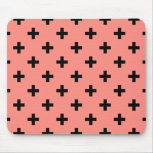 Black polka kor på persikor musmatta