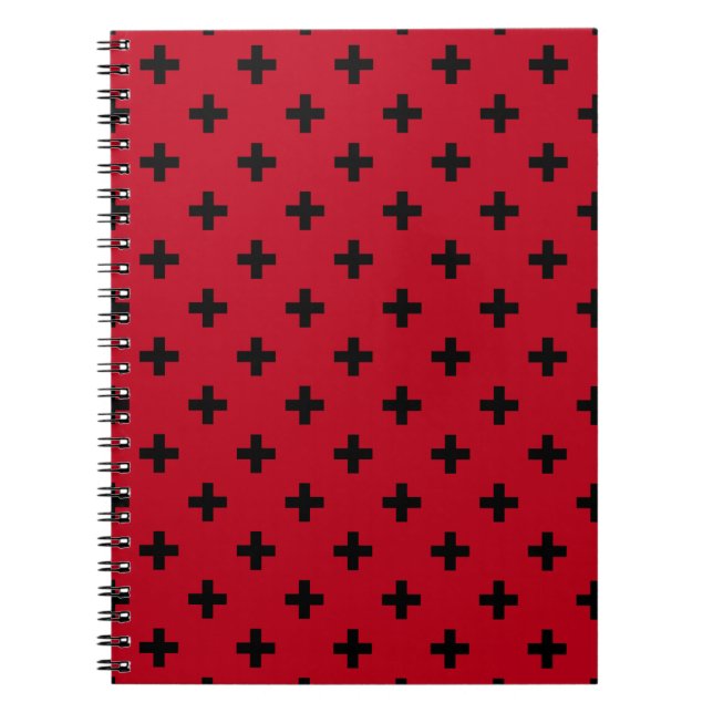 Black polka kor på rött anteckningsbok (Framsidan)
