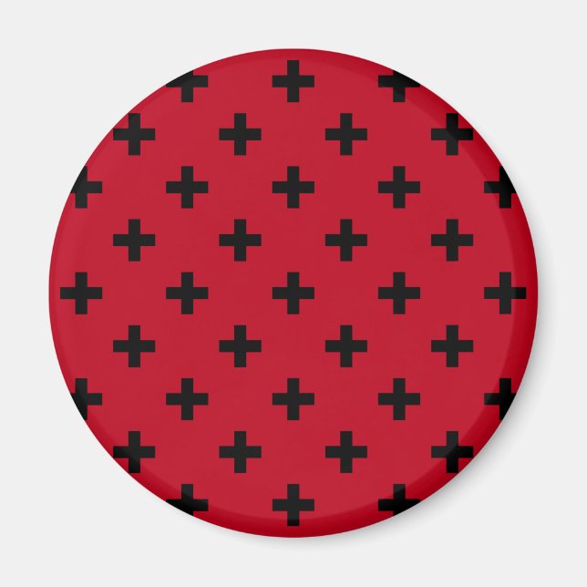 Black polka kor på rött magnet (Framsidan)