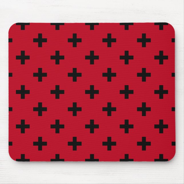 Black polka kor på rött musmatta (Framsidan)