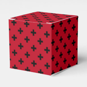 Black polka kor på rött presentaskar