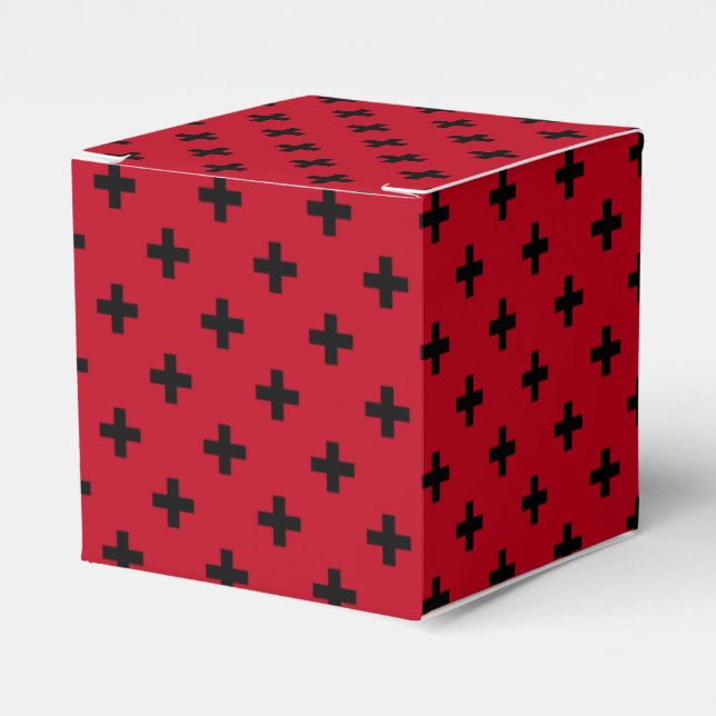 Black polka kor på rött presentaskar (Framsidan Sidan)