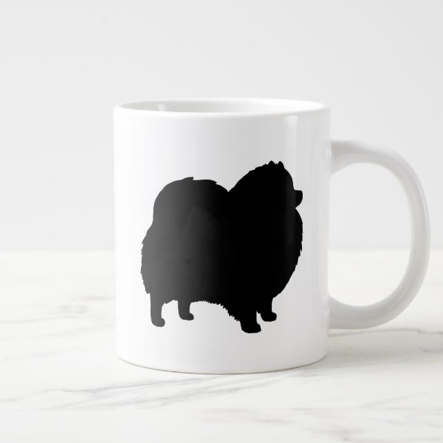 Black Pomeranian Hund aveln Silhouettes Jumbo Mugg (Höger)