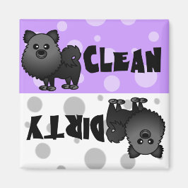 Black Pommern Clean Dirty Dishwasher Magnet
