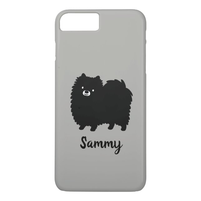Black Pommern Cute Tecknad hund Anpassningsbar Case-Mate iPhone Skal (Baksida)