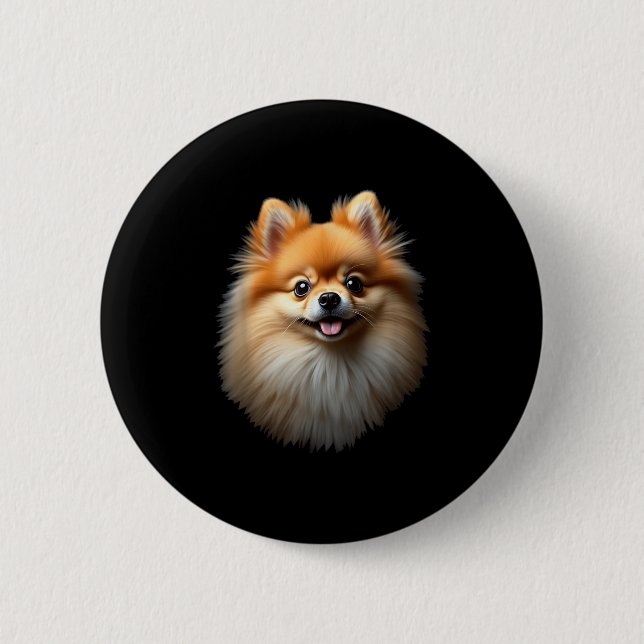 Black Pommern Hund Pom Ansikte Knapp (Framsida)