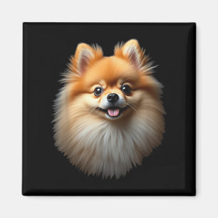 Black Pommern Hund Pom Ansikte Magnet