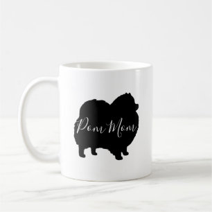 Black Pommern Hund Silhouettes Pom Mamma Anpassnin Kaffemugg