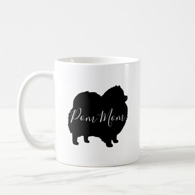 Black Pommern Hund Silhouettes Pom Mamma Anpassnin Kaffemugg (Vänster)