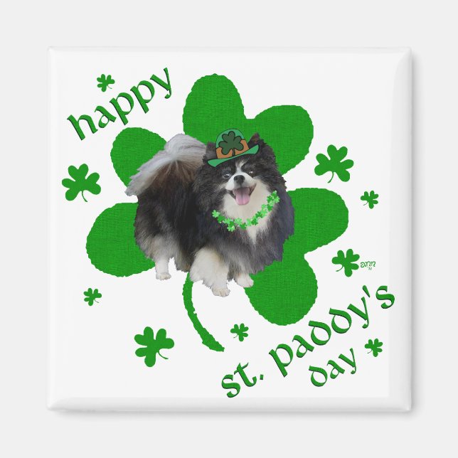 Black Pommern St patricks day Magnet (Framsidan)