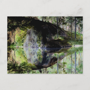 "Black Pond" Adirondack Sjö och Sten Landskap Vykort