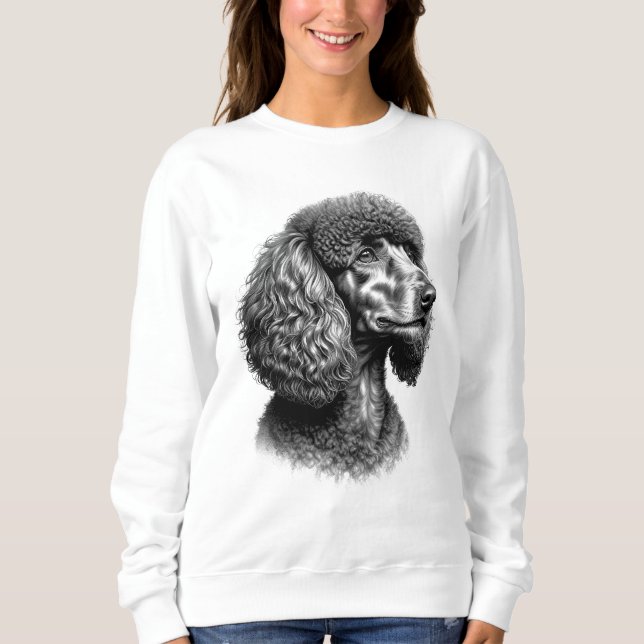 Black Poodle Dog Art Women's Sweatshirt T Shirt (Framsida)