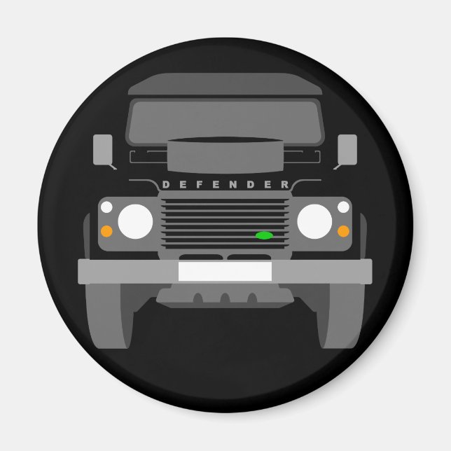 Black Pop art Classic Land Rover Defender Magnet (Framsidan)