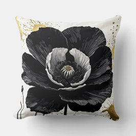 Black Poppy med guld stänk Kudde