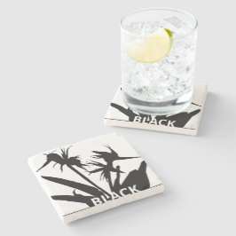 BLACK - Posavasos con Flor del paraíso en negro Stenunderlägg