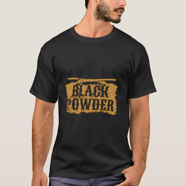 Black Powder Muzzleloader Flintlock Rifle T Shirt (Framsida)