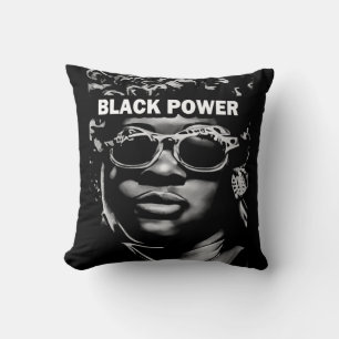 Black Power Afro Beauty Woman Porträtt (AI+Human) Kudde