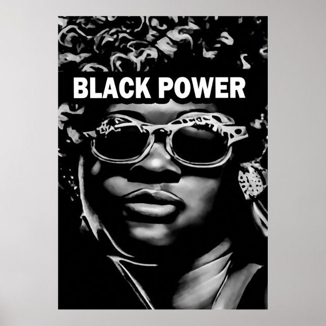 Black Power Afro Beauty Woman Porträtt (AI+Human) Poster (Framsidan)
